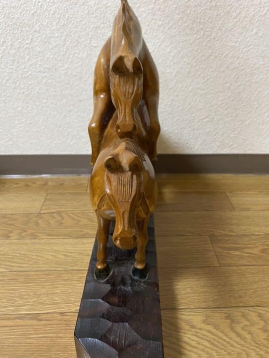 アンティーク　馬木彫り　ビンテージ  レア 木彫り】アンティーク/馬 種付け